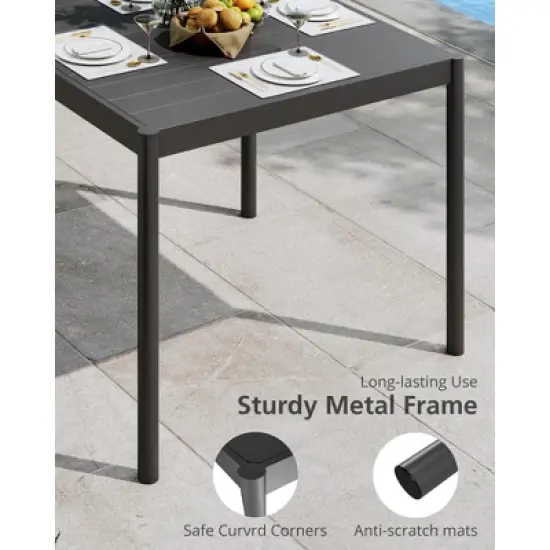 34.65" Aluminum Outdoor Dining Table for 4, Large Rectangular Patio Table with E-Coating for Backyard, Deck, Garden, Lawn image {6}