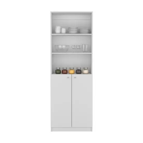 GlasFlength Kitchen Storage Kitchen Pantry Cabinet Tall Cabinet Freestanding Storage Cupboard for Dining Room, White, 11.77"*24.72"*71.1" image {5}