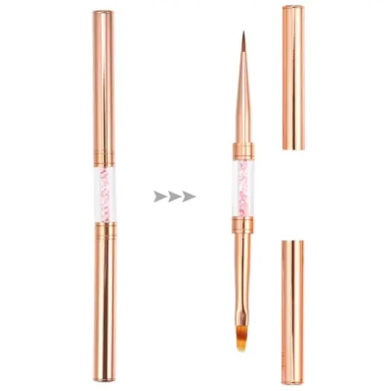 Unique Bargains ABS Double-Headed Crystal Handle Liner Brush Rose Gold Tone 1 Pc image {3}