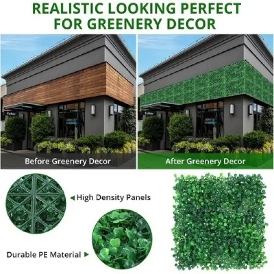 12PCS 10"x10" Grass Wall Artificial Boxwood Panels Wall Hedge Decor With Zip Ties image {2}