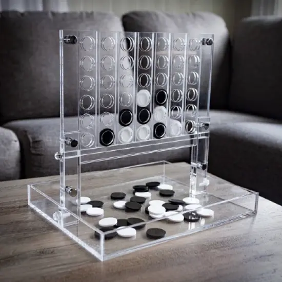 Trademark Games Acrylic 4 in a Row Game - Fun Strategy Game,Tabletop Decoration and Functional Desk Decor- Black and White image {7}