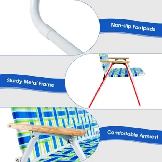 Costway 2-Person Folding Chair with  Armrest 661 LBS Load Capacity for Camping Beach image {7}