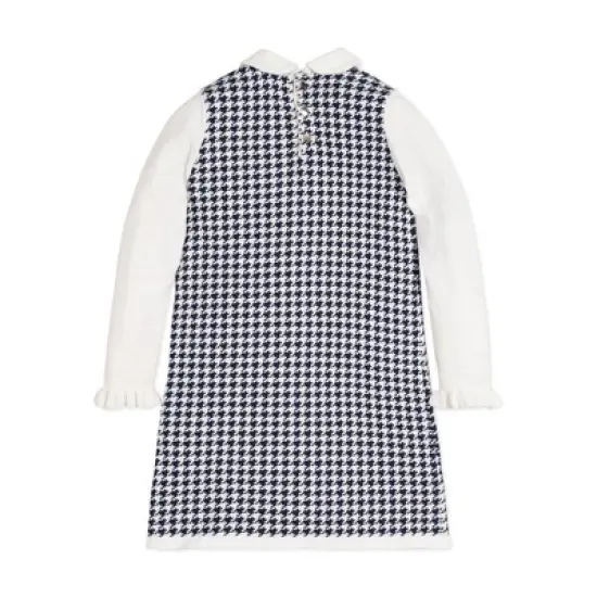 Hope & Henry Girls' Long Sleeve French Blocked Peter Pan Collar Sweater Dress, Toddler image {2}