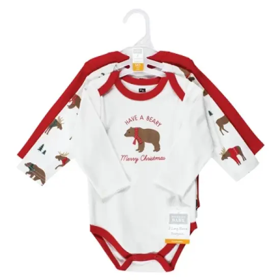 Hudson Baby Unisex Baby Cotton Long-Sleeve Bodysuits, Moose Be Christmas image {1}