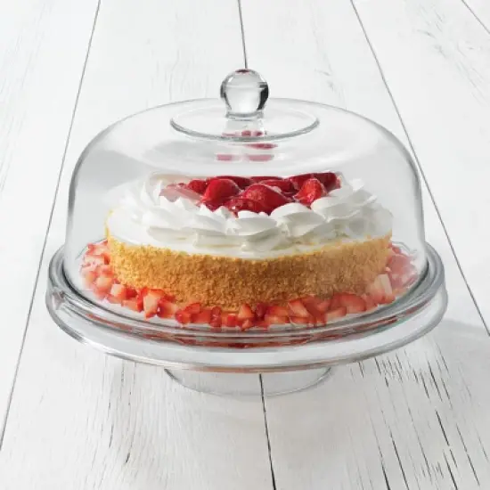 Libbey Selene 6 in 1 Multiuse Glass Server, Punch Bowl, Chip and Dip Bowl, Cake Stand image {1}