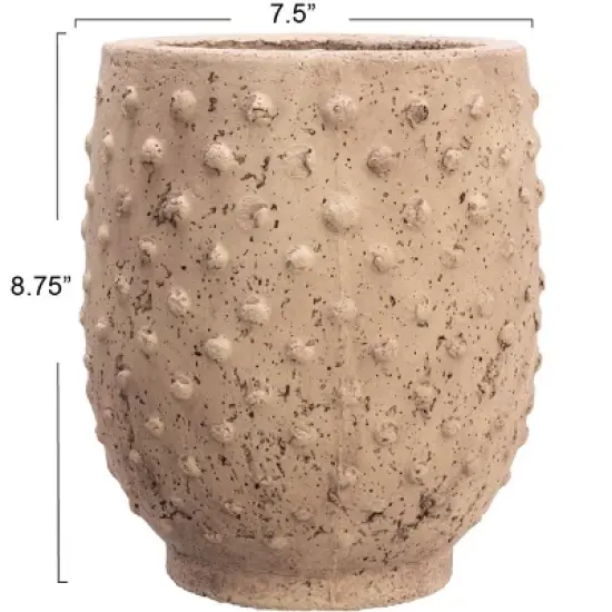 Storied Home Round Sandstone Hobnail Planter with Distressed Finish, Greige image {2}