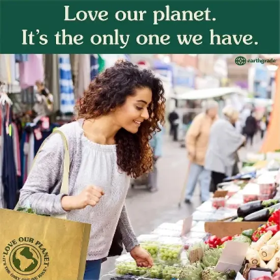 EARTHGRADE Reusable Grocery Shopping Bag Sustainable & Eco Friendly Washable Paper Totes with Cotton Canvas Handles & Durable Seams (Standard) image {7}