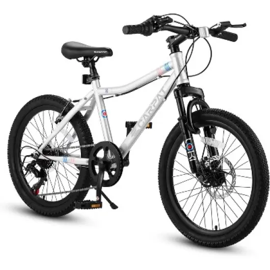 INFURNIC Bicycles, 20 Inch Mountain Bike for Kids, 21-Speed Mountain Bike with Rear V-Brake, White, 54"*23"*31.5" image {5}