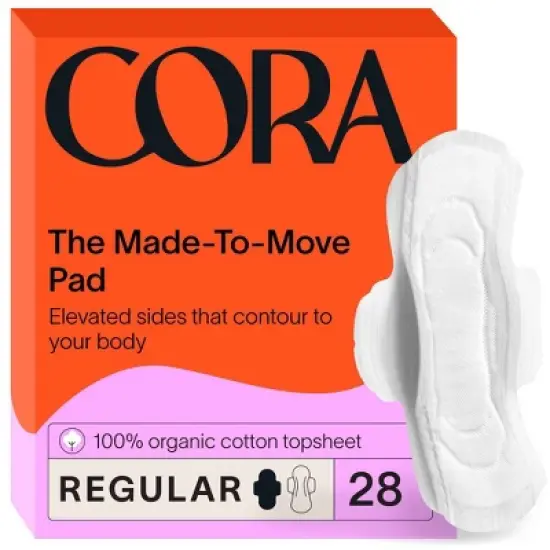 Cora Made-to-Move Regular Pads with Wings Organic Cotton Topsheet Ultra Thin - Regular Absorbency - 28ct image {8}