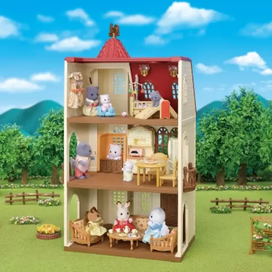 Calico Critters Red Roof Tower Home, 3 Story Dollhouse Playset with Figure, Furniture and Accessories image {2}
