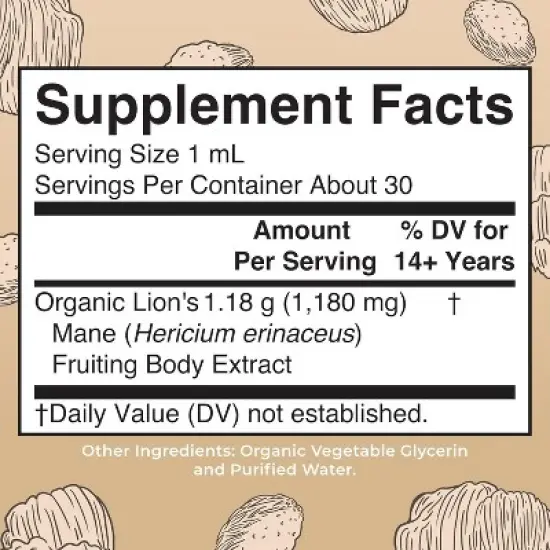MaryRuth's Lion's Mane Drops, Org, 1 oz image {1}