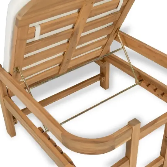 Christopher Knight Home Paolo Outdoor Adjustable Acacia Wood Chaise Lounge with Cushion (Set of 2) image {5}