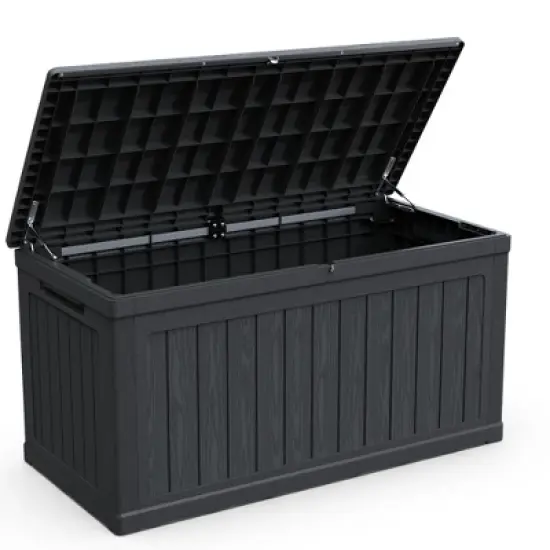 Whisen Outdoor Lockable Deck Storage Box with Double-Wall Construction - Black image {5}