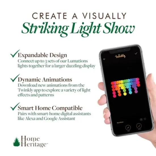 Home Heritage 7' Icicle Style Holiday Lights, App Controlled, 50 RGB LEDs 6 Pack image {3}