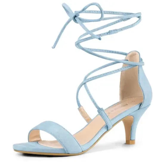 Allegra K Women's Kitten Heel Lace Up Open Toe Sandals image {13}