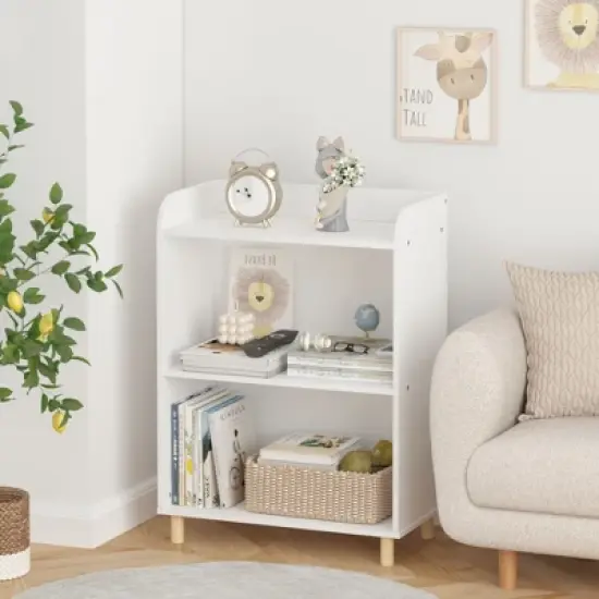 AZL1 Life Concept Decorative Bookshelf Three Tier Kids Bookcase Children Book Display Toy Storage Organizer for BedRoom, White, 22.05"*11.81"*30.71" image {1}