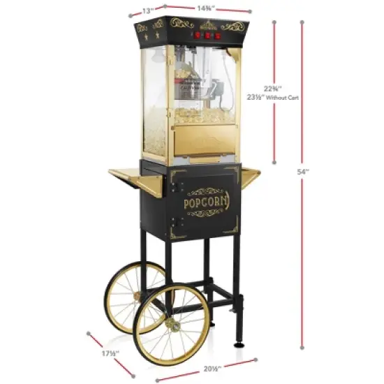Olde Midway Movie Theater-Style Popcorn Machine Popper with Cart and 10 oz Kettle image {4}