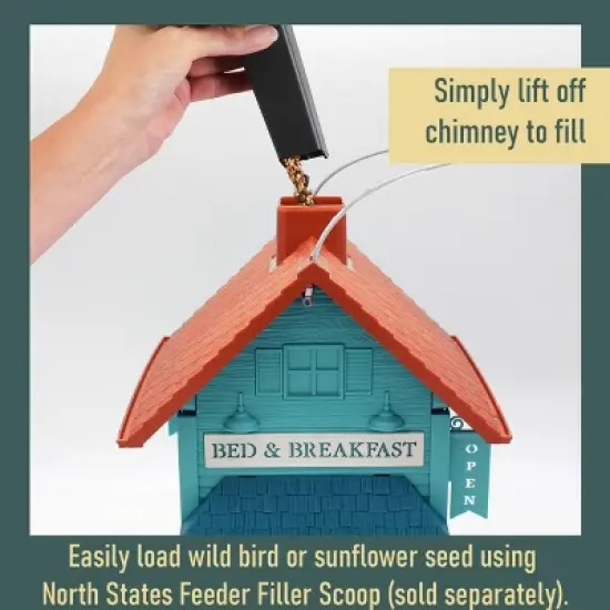 North States Bed and Breakfast Hopper Bird Feeder 14" Turquoise Blue image {2}