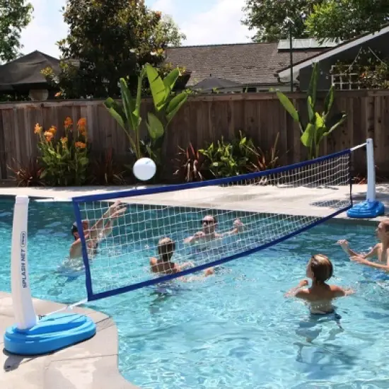 GoSports Splash Net PRO Pool Volleyball Net Game Set with 2 Water Volleyballs - Blue image {2}