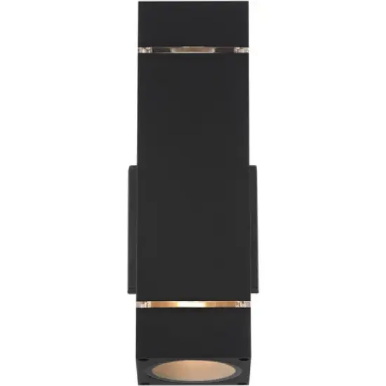 Possini Euro Design Skyridge 11 3/4" High Mid Century Modern Outdoor Wall Light Fixture Mount Porch House Exterior Up-Down LED Bulb Black Aluminum image {4}