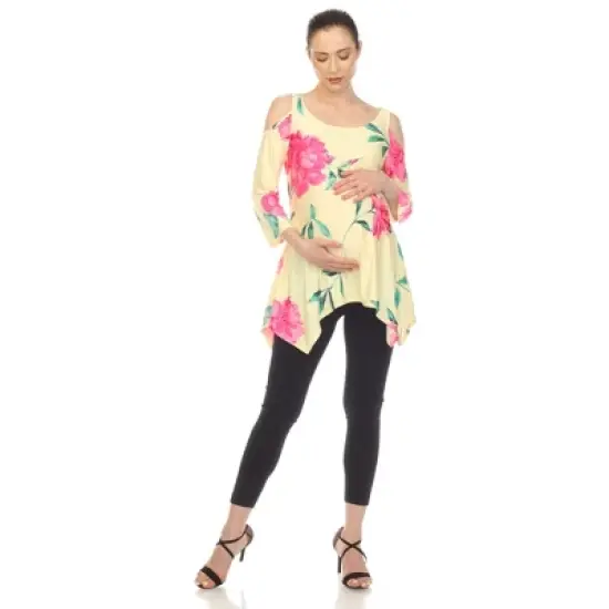 Maternity Floral Printed Cold Shoulder Tunic image {8}