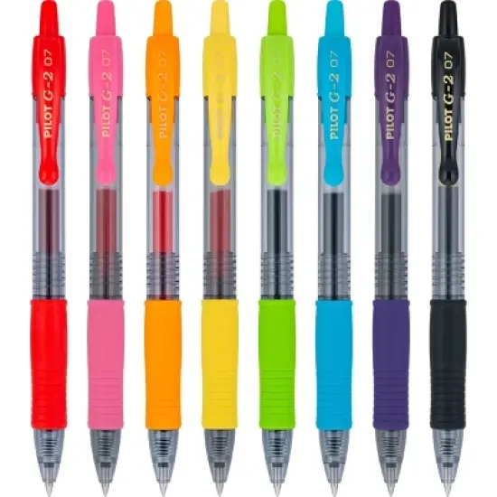 Pilot 8pk G2 Gel Pens Fine Point 0.7mm Multicolored Ink image {1}