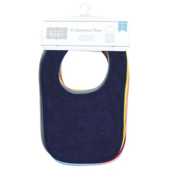 Hudson Baby Drooler Bib with Waterproof Lining, Blue Red, One Size image {1}