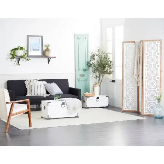 Farmhouse Wood Patterned Room Divider Screen White - Olivia & May image {9}