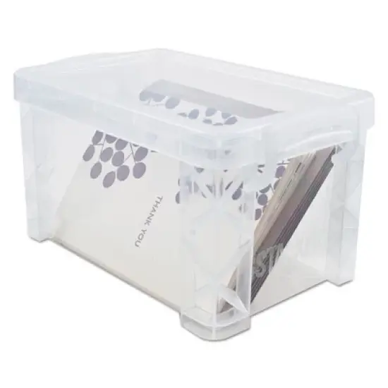 Advantus Super Stacker Storage Boxes, Holds 400 3 x 5 Cards, 6.25 x 3.88 x 3.5, Plastic, Clear image {1}