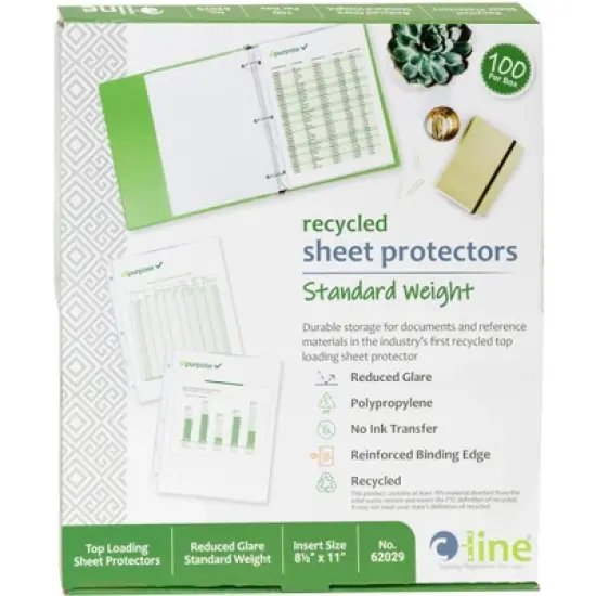 C-Line Recycled Poly Sheet Protectors, 8-1/2 x 11 Inches, Clear, Pack of 100 image {3}