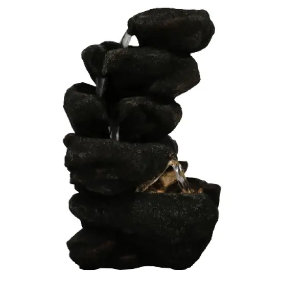 Sunnydaze Indoor Office Entryway Tabletop Serene Rocky Falls Water Fountain Feature with LED Light - 10" image {2}