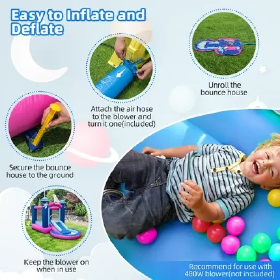 Costway Inflatable Space-themed Bounce House Kids 3-in-1 Bounce Castle Blower Excluded image {7}