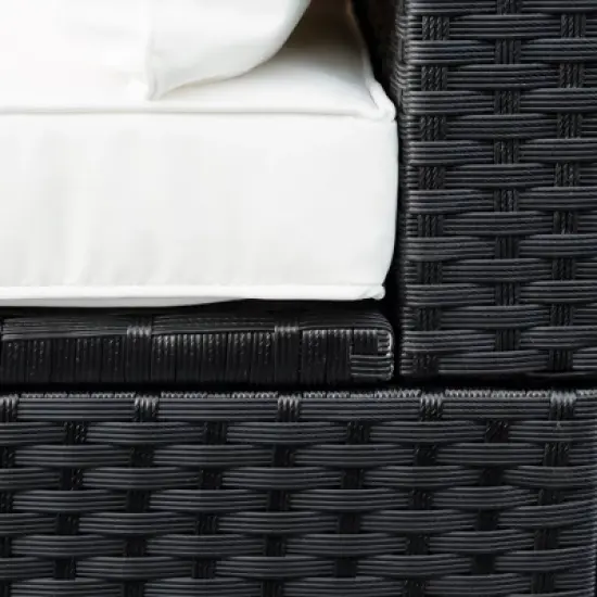 9pc Wicker Patio Seating Set with Cushions - Black/Beige - GODEER image {5}