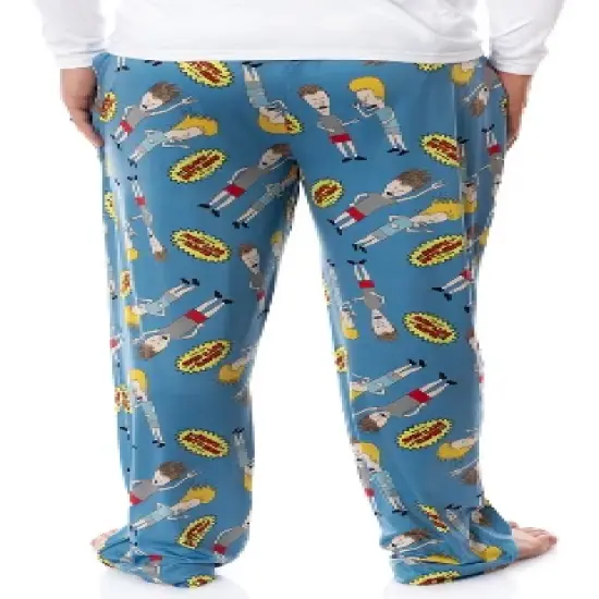 MTV Mens' Beavis and Butt-Head Logo TV Show Sleep Pajama Pants Blue image {3}