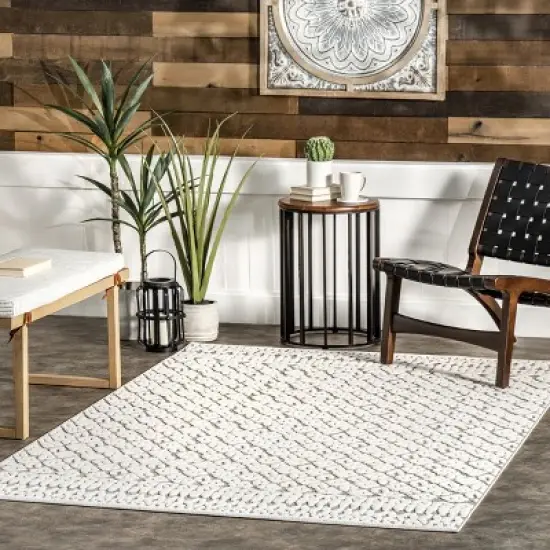 nuLOOM Stacey Textured Modern Geometric Indoor/Outdoor Patio Area Rug image {1}