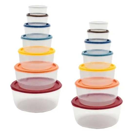 SharpChef 14pc Round Plastic Food Storage Container Set, Stackable, Nesting, Airtight Leak-proof Lids, Microwavable, 7 Colors image {5}