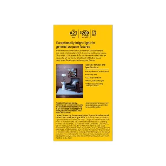 GE 150W A23 Ultra Bright LED Aline Light White image {2}