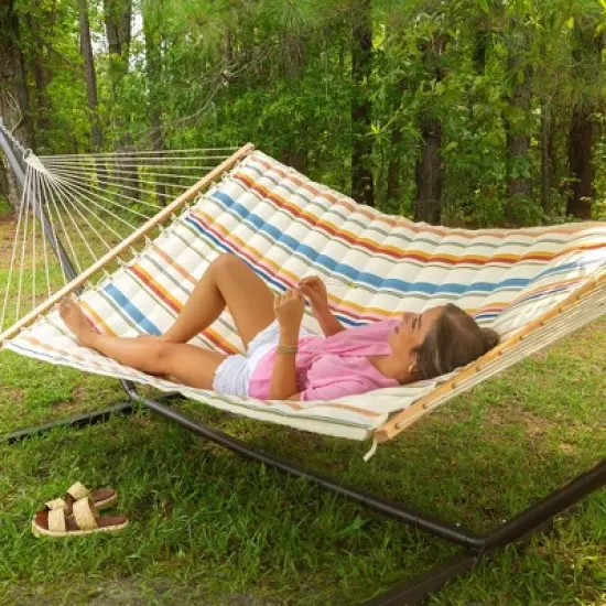 13' Pillowtop Outdoor Fabric Hammock with Spreader Bar Terracotta Pink - Threshold&trade; image {1}