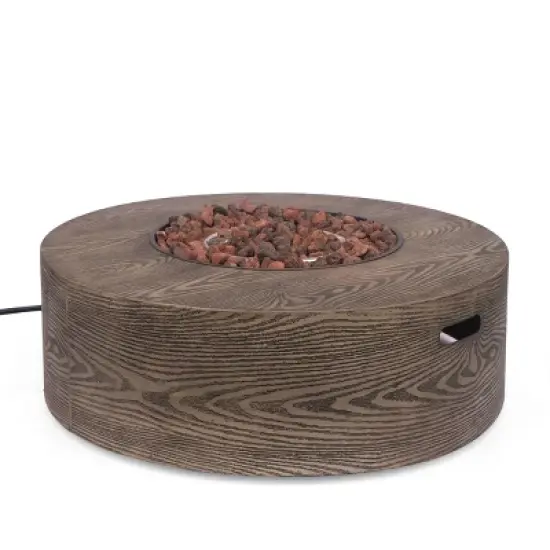Senoia Outdoor Round Fire Pit with Tank Holder - Brown - Christopher Knight Home image {4}
