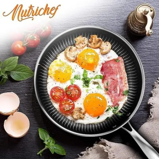 NutriChef Nonstick Tri Ply Copper Kitchen Cookware Pan Set, 6 Piece image {5}