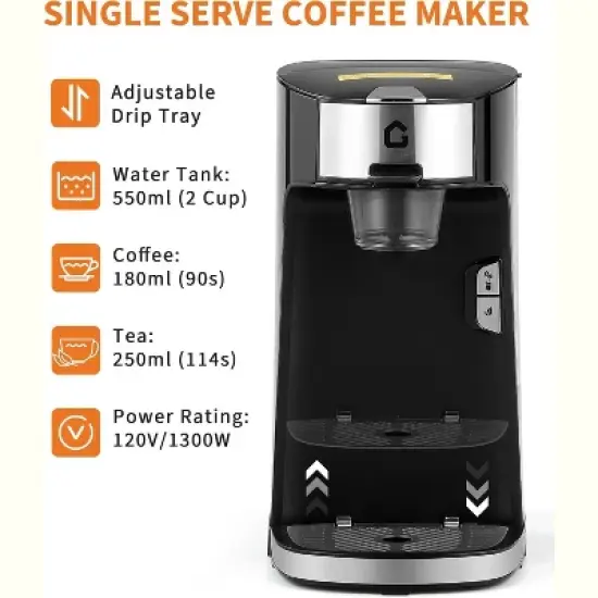Single Serve Coffee Maker, Kcup Coffee Machine,Fast Brew, 8-12 Oz Brew Sizes One Cup Coffee Machine image {5}