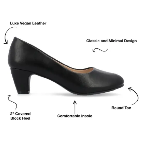 Journee Collection Womens Luu-m Comfort Insole Round Toe Low Block Heel Pumps image {7}