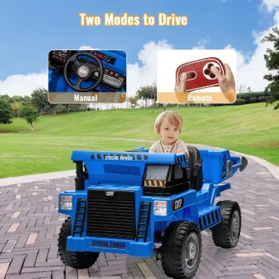 12V Electric Ride-On Construction Truck - 4-Wheeler Toy Car with Remote Control image {5}