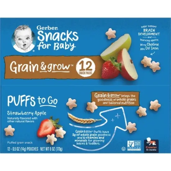 Gerber Puffs Strawberry Apple Baby Snacks - 12ct/0.5oz Each image {6}