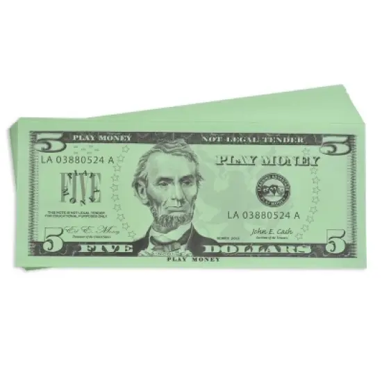 Learning Advantage Five Dollar Play Bills, Set of 100 image {1}