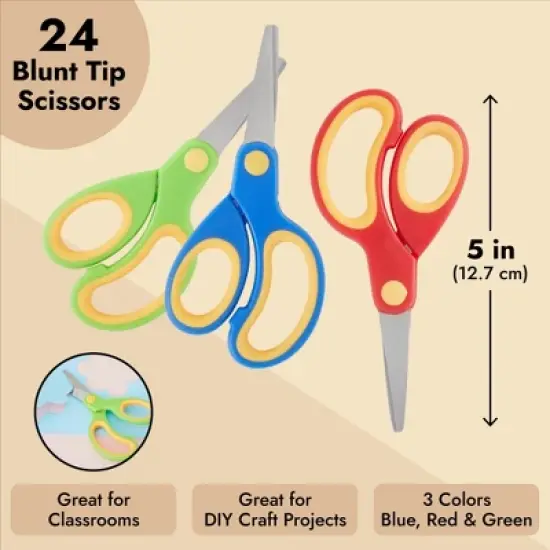 Infinite Curiosity 24 Pack Blunt Tip Scissors - Classroom Scissors Bulk Pack for Student Crafts, DIY Art Projects (5 Inch) image {4}