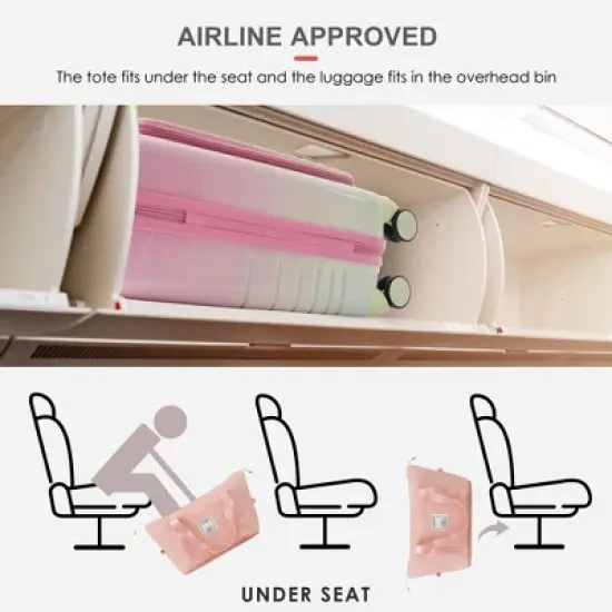 Gulches Luggage Set of 4  with front opening design Airline Certified Carry on Luggage with Cup Holder, ABS+PC Hard Shell Luggage (20"+24") , Pink image {6}