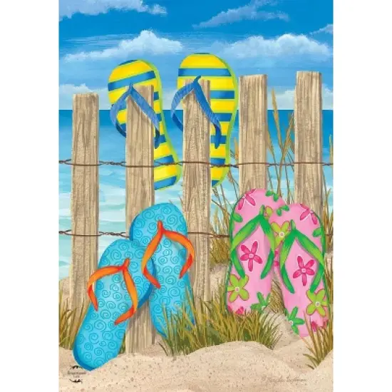 Toes In The Sand Summer Garden Flag Flip Flops Fence 18" x 12.5" Briarwood Lane image {4}