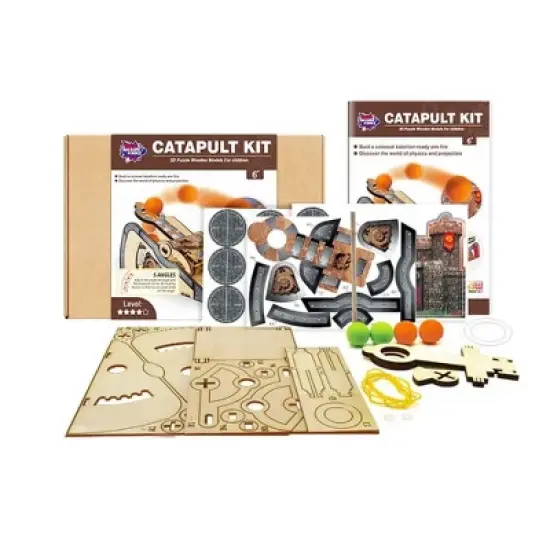 LIVEVIE 3D Wooden Catapult Kit &ndash; STEM Toy for Kids, Build & Explore Force, Trajectory, Levers, Educational Fun image {6}