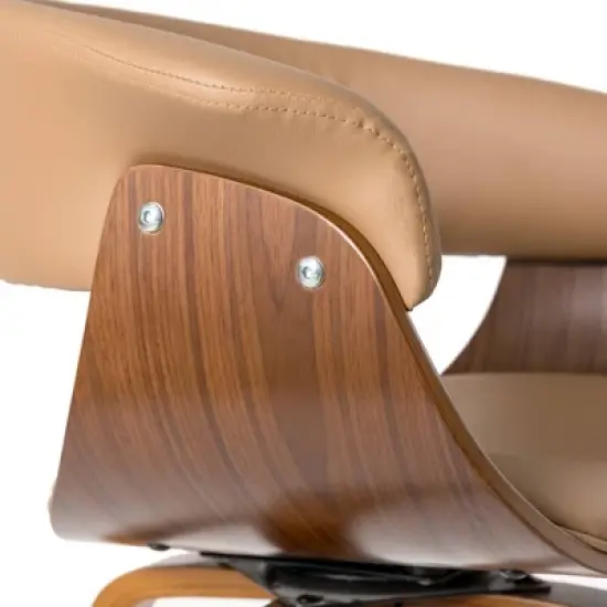 Set of 2 Mid-century Modern Walnut Bentwood Swivel Barstools - Glitzhome image {6}